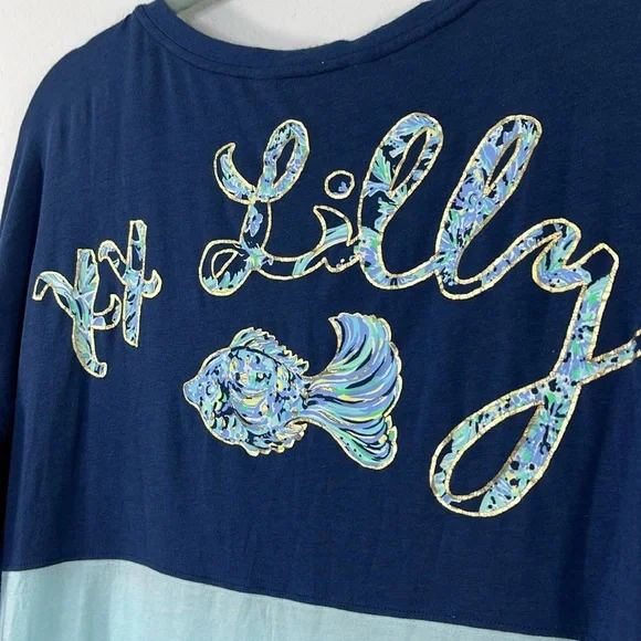 Lilly Pulitzer Fish Finn Tee Shirt XX Lilly size Medium - Picture 8 of 10